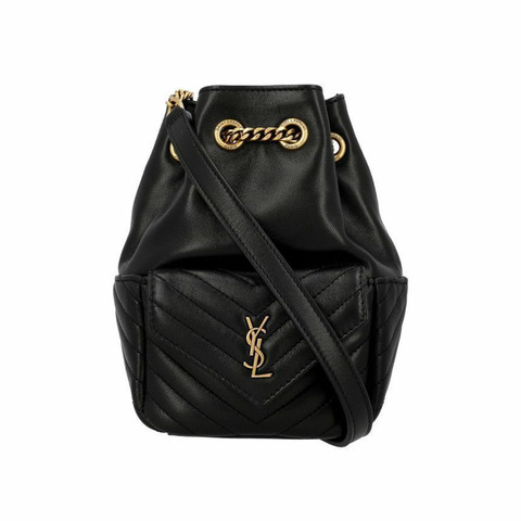 SAINT LAURENT Cassandra Monogram Jacquard Quilted Gold Chain Mini Bucket Women's Shoulder Bag 760745 1EL07 1000