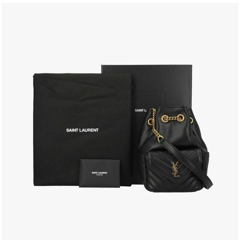 SAINT LAURENT Cassandra Monogram Jacquard Quilted Gold Chain Mini Bucket Women's Shoulder Bag 760745 1EL07 1000-8