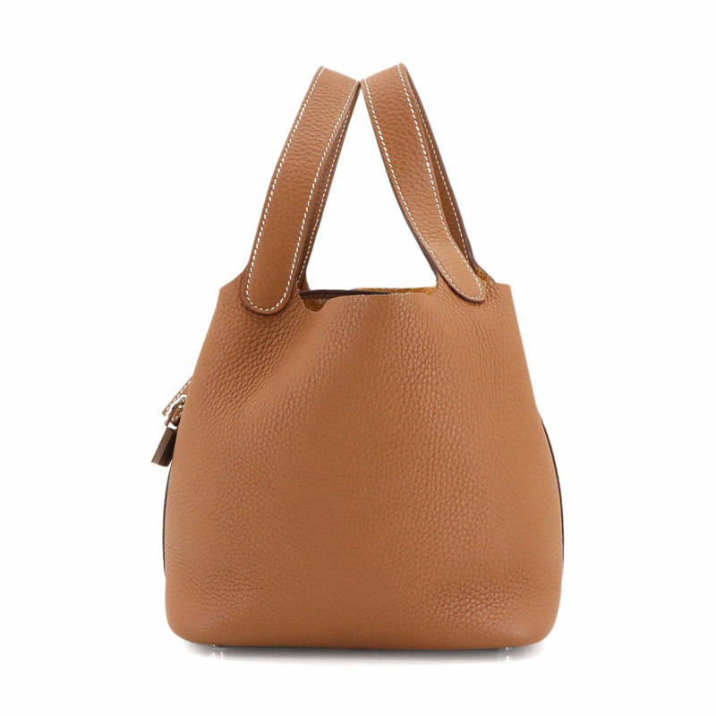 Hermes Hermès Picotin Lock PM 手提包,採用 Taurillon Clemence 皮革,搭配金色飾邊和銀色五金配件。-0