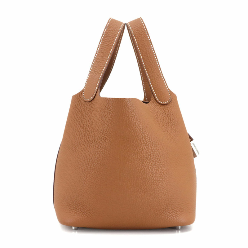 Hermes Hermès Picotin Lock PM 手提包,採用 Taurillon Clemence 皮革,搭配金色飾邊和銀色五金配件。-1