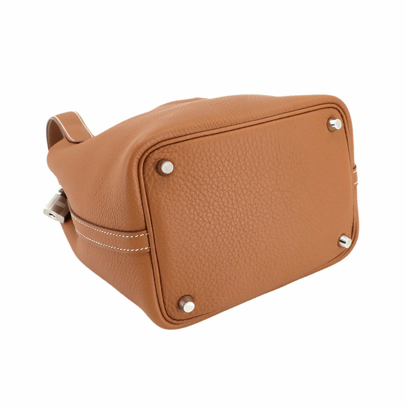 Hermes Hermès Picotin Lock PM 手提包,採用 Taurillon Clemence 皮革,搭配金色飾邊和銀色五金配件。-3
