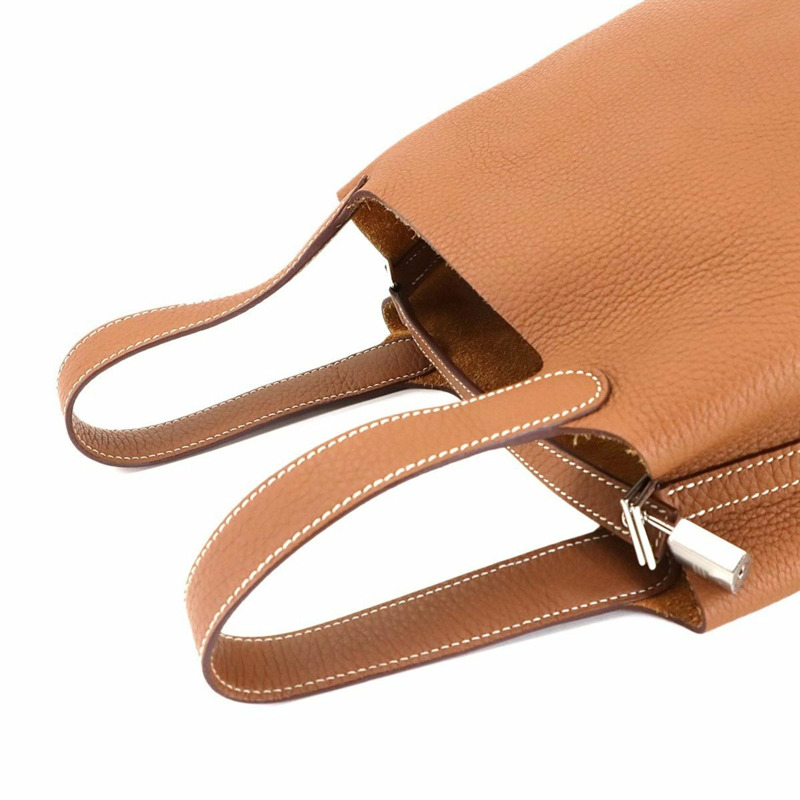 Hermes Hermès Picotin Lock PM 手提包,採用 Taurillon Clemence 皮革,搭配金色飾邊和銀色五金配件。-4