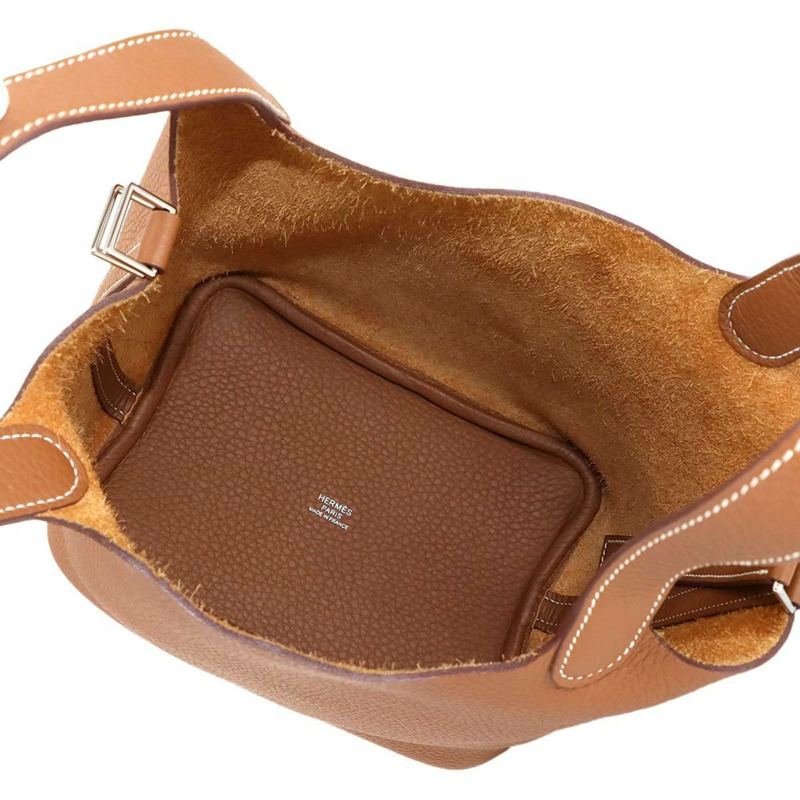 Hermes Hermès Picotin Lock PM 手提包,採用 Taurillon Clemence 皮革,搭配金色飾邊和銀色五金配件。-5