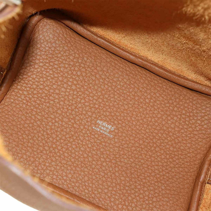 Hermes Hermès Picotin Lock PM 手提包,採用 Taurillon Clemence 皮革,搭配金色飾邊和銀色五金配件。-6