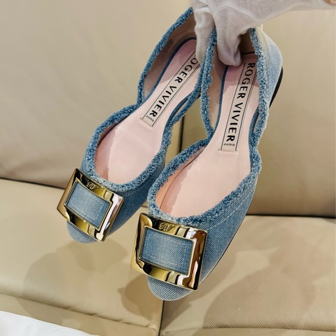 Roger Vivier RV牛仔平底鞋/淑女鞋/38號/閒置新美品