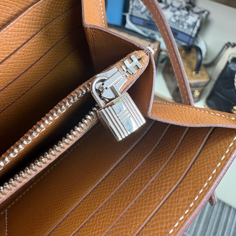Hermès愛馬仕金棕銀扣 KELLY長夾 C刻 Epsom牛皮-4
