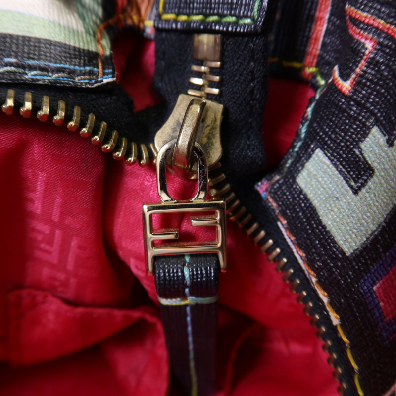 FENDI 塗層帆布Shoulder Tote金扣肩背袋/手挽袋-9