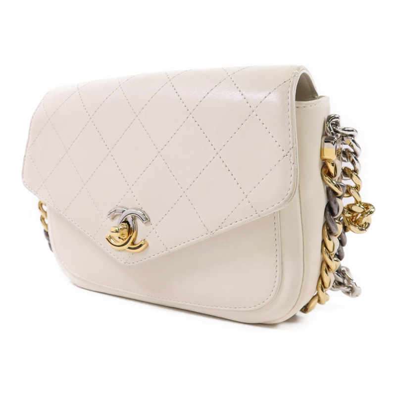 CHANEL 牛皮皮革Chain Shoulder銀扣鏈帶肩背袋-2