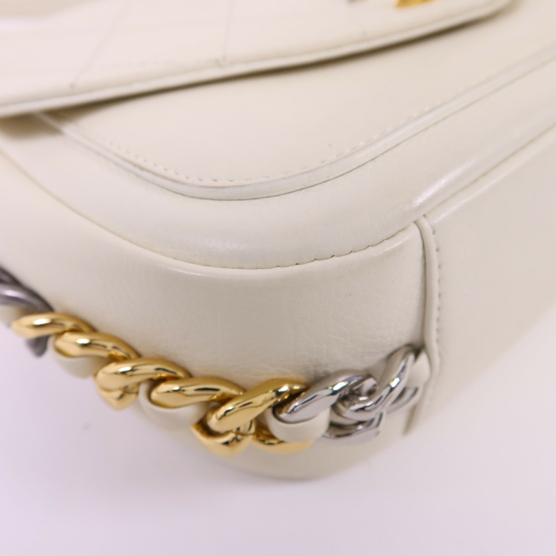 CHANEL 牛皮皮革Chain Shoulder銀扣鏈帶肩背袋-13