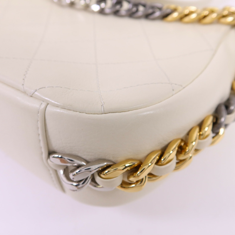 CHANEL 牛皮皮革Chain Shoulder銀扣鏈帶肩背袋-14