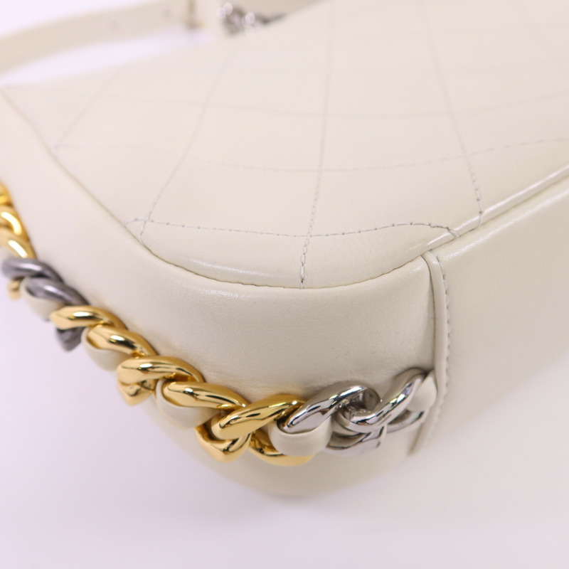 CHANEL 牛皮皮革Chain Shoulder銀扣鏈帶肩背袋-15
