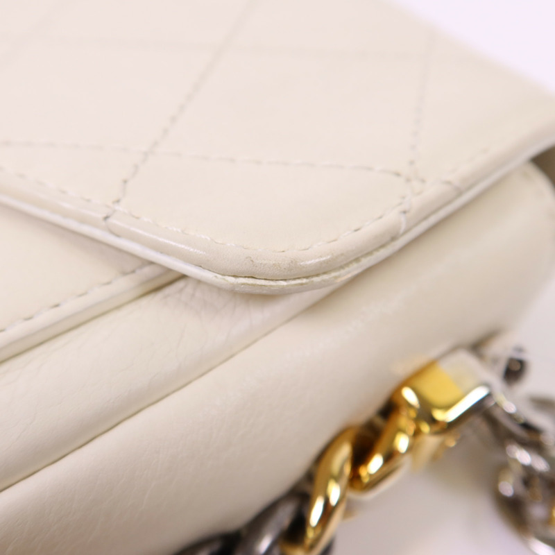 CHANEL 牛皮皮革Chain Shoulder銀扣鏈帶肩背袋-18