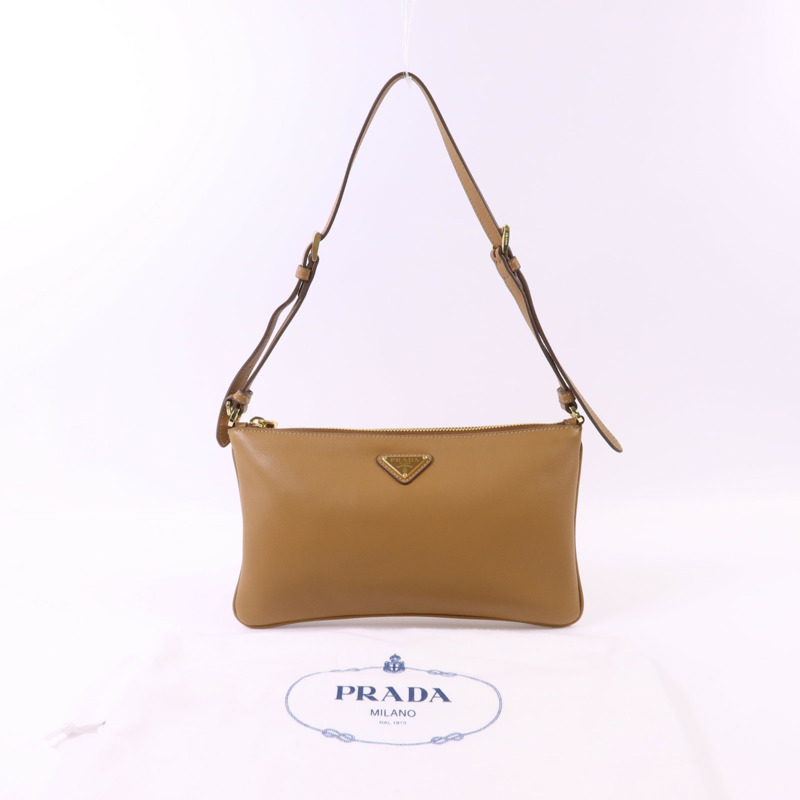 PRADA 牛皮皮革Shoulder Pouch金扣肩背袋-13