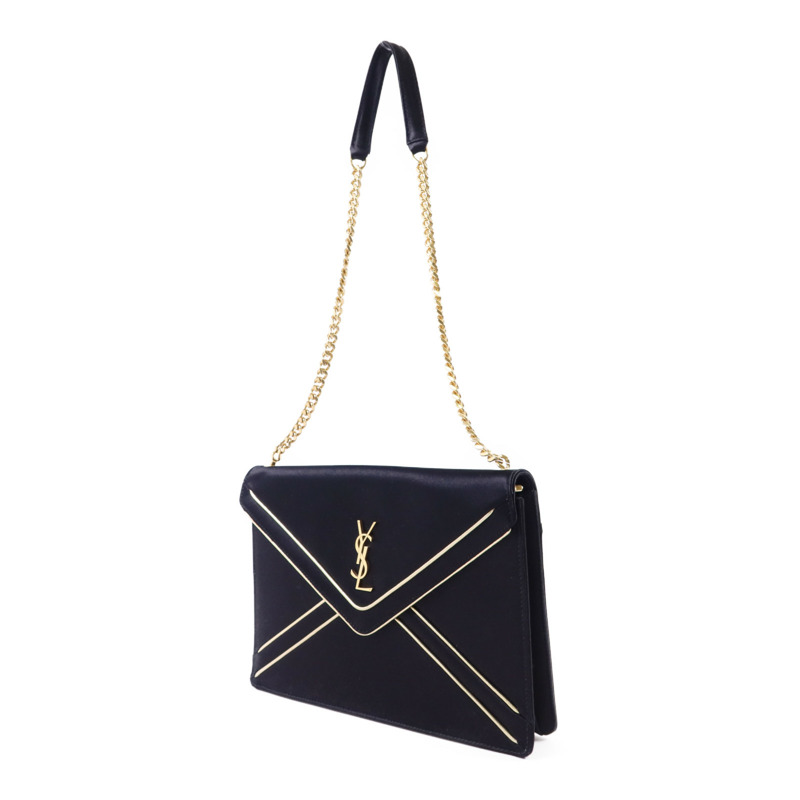 SAINT LAURENT 絨布Sac Ming Jamie金扣鏈帶肩背袋-1