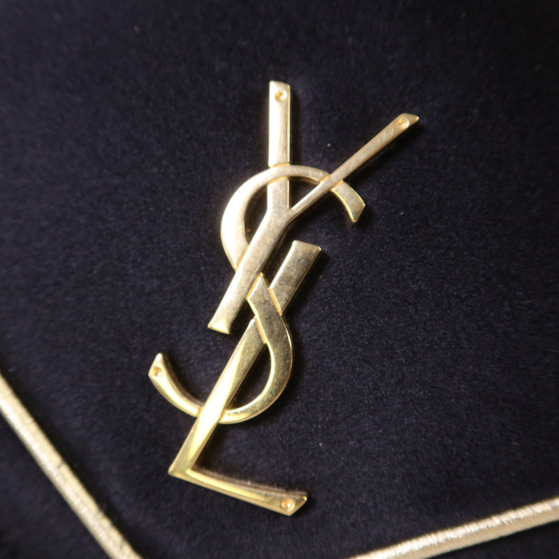 SAINT LAURENT 絨布Sac Ming Jamie金扣鏈帶肩背袋-10