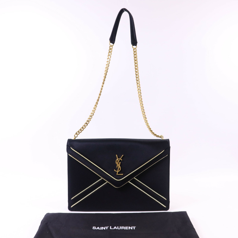 SAINT LAURENT 絨布Sac Ming Jamie金扣鏈帶肩背袋-15