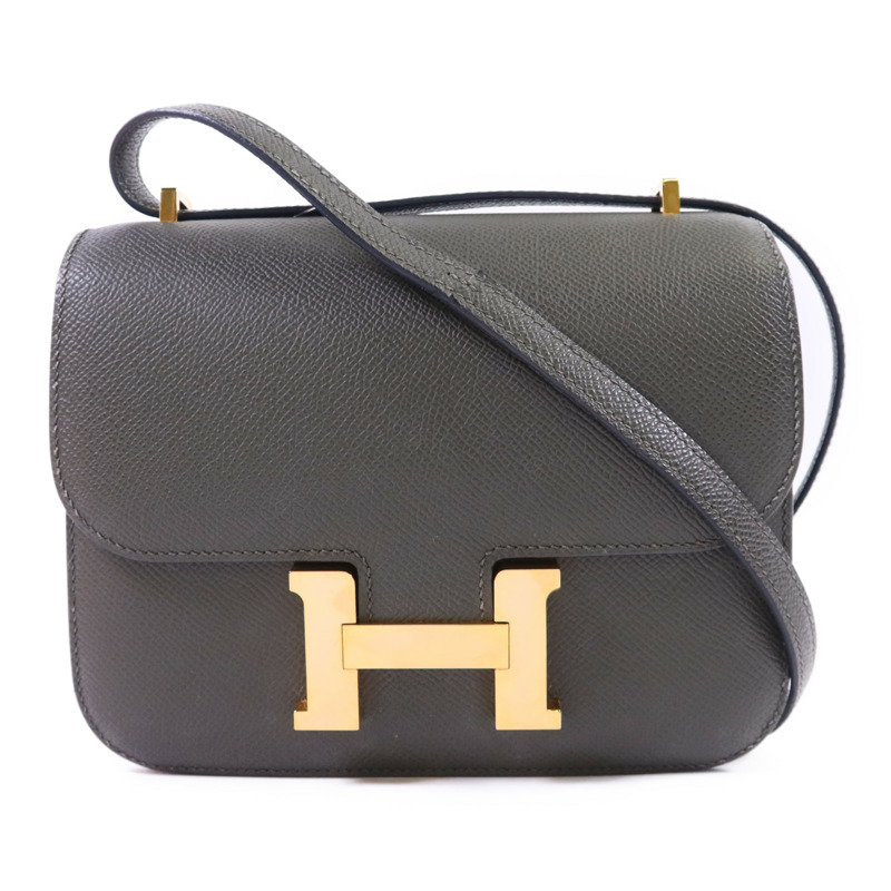 HERMES Veau Epsom皮革Constance Mini金扣肩背袋 Vert de Gris-0