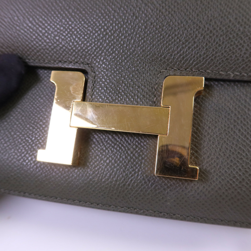 HERMES Veau Epsom皮革Constance Mini金扣肩背袋 Vert de Gris-10