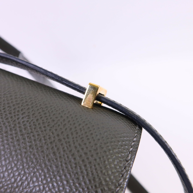 HERMES Veau Epsom皮革Constance Mini金扣肩背袋 Vert de Gris-12