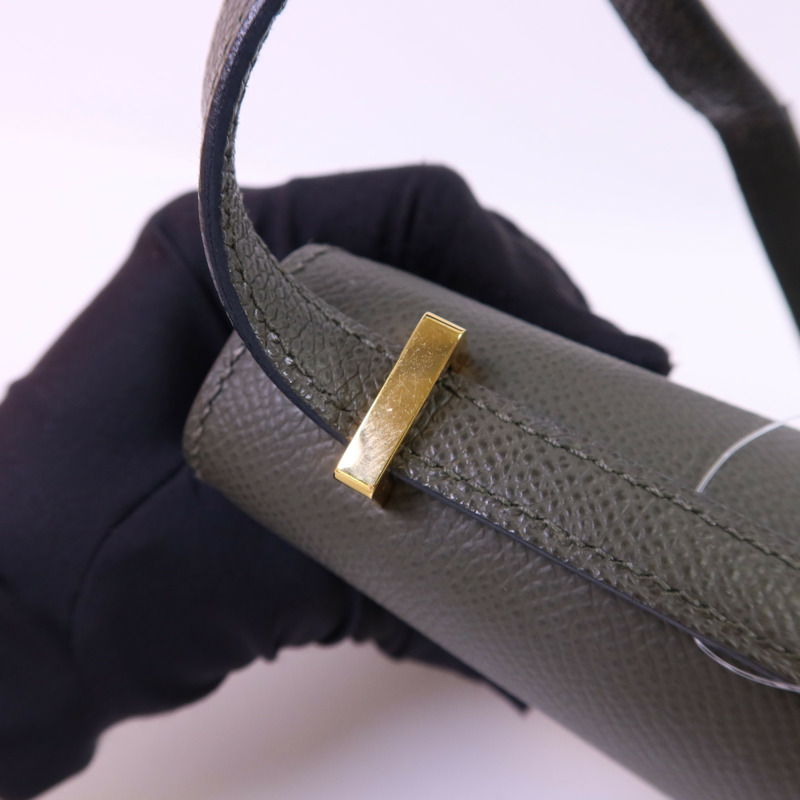 HERMES Veau Epsom皮革Constance Mini金扣肩背袋 Vert de Gris-13
