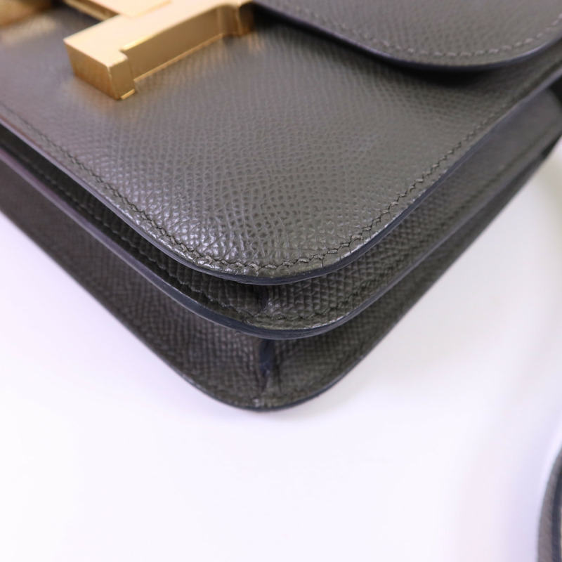 HERMES Veau Epsom皮革Constance Mini金扣肩背袋 Vert de Gris-15
