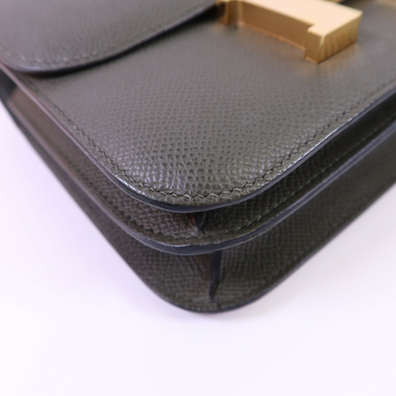 HERMES Veau Epsom皮革Constance Mini金扣肩背袋 Vert de Gris-16