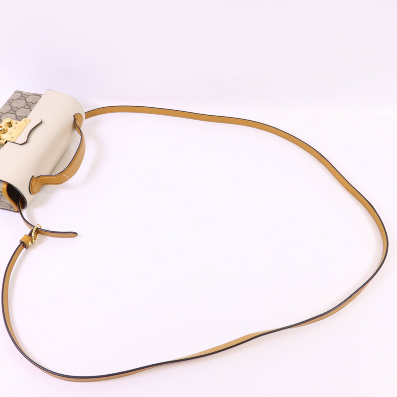 GUCCI 塗層帆布GG Supreme Mini Padlock Bag金扣手挽肩背兩用袋-4