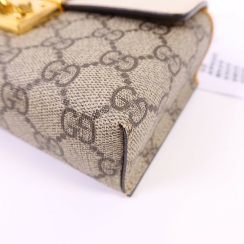 GUCCI 塗層帆布GG Supreme Mini Padlock Bag金扣手挽肩背兩用袋-10