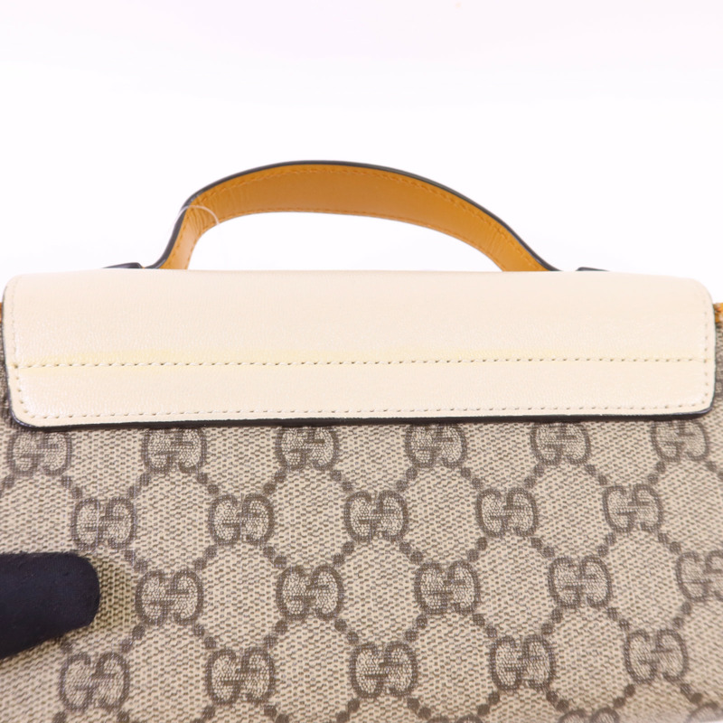 GUCCI 塗層帆布GG Supreme Mini Padlock Bag金扣手挽肩背兩用袋-14