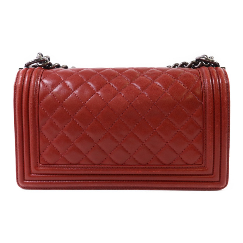 CHANEL 羊皮皮革Boy 25銀扣鏈帶肩背袋-1