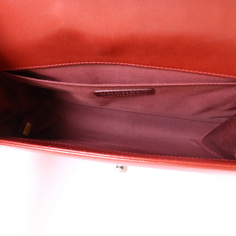 CHANEL 羊皮皮革Boy 25銀扣鏈帶肩背袋-6