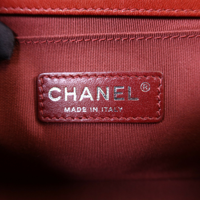 CHANEL 羊皮皮革Boy 25銀扣鏈帶肩背袋-8