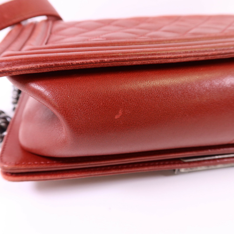 CHANEL 羊皮皮革Boy 25銀扣鏈帶肩背袋-16