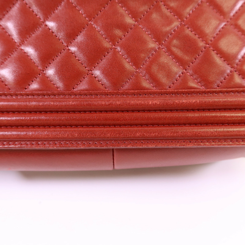 CHANEL 羊皮皮革Boy 25銀扣鏈帶肩背袋-17