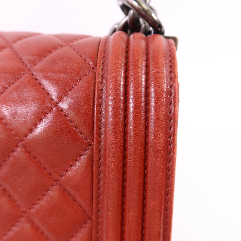 CHANEL 羊皮皮革Boy 25銀扣鏈帶肩背袋-18