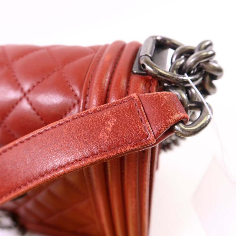 CHANEL 羊皮皮革Boy 25銀扣鏈帶肩背袋-25