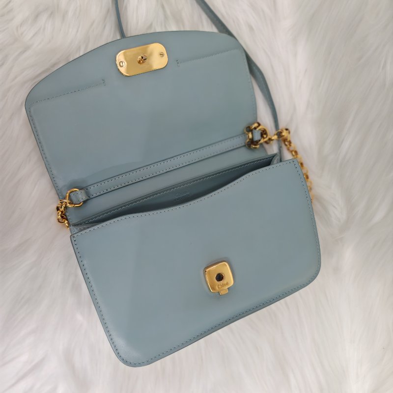 Chloe 蔻依 C 淺藍色牛皮手袋-4