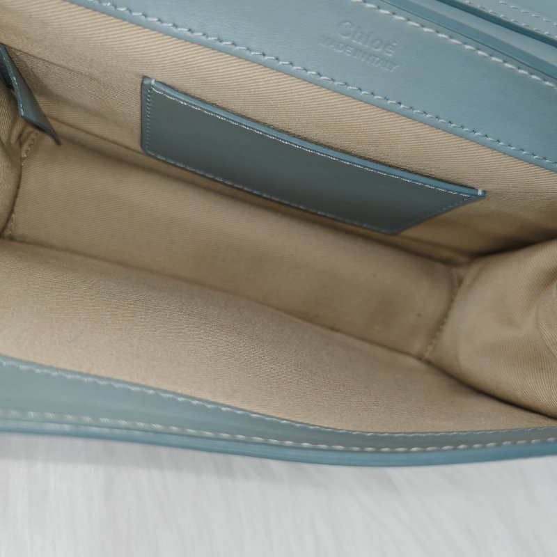 Chloe 蔻依 C 淺藍色牛皮手袋-5