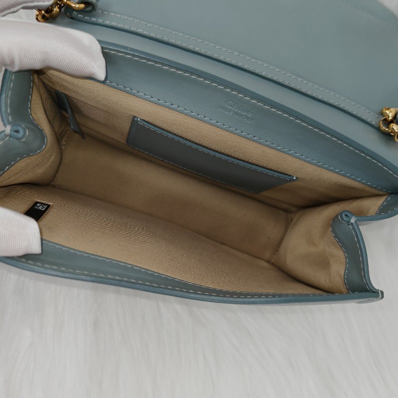 Chloe 蔻依 C 淺藍色牛皮手袋-6