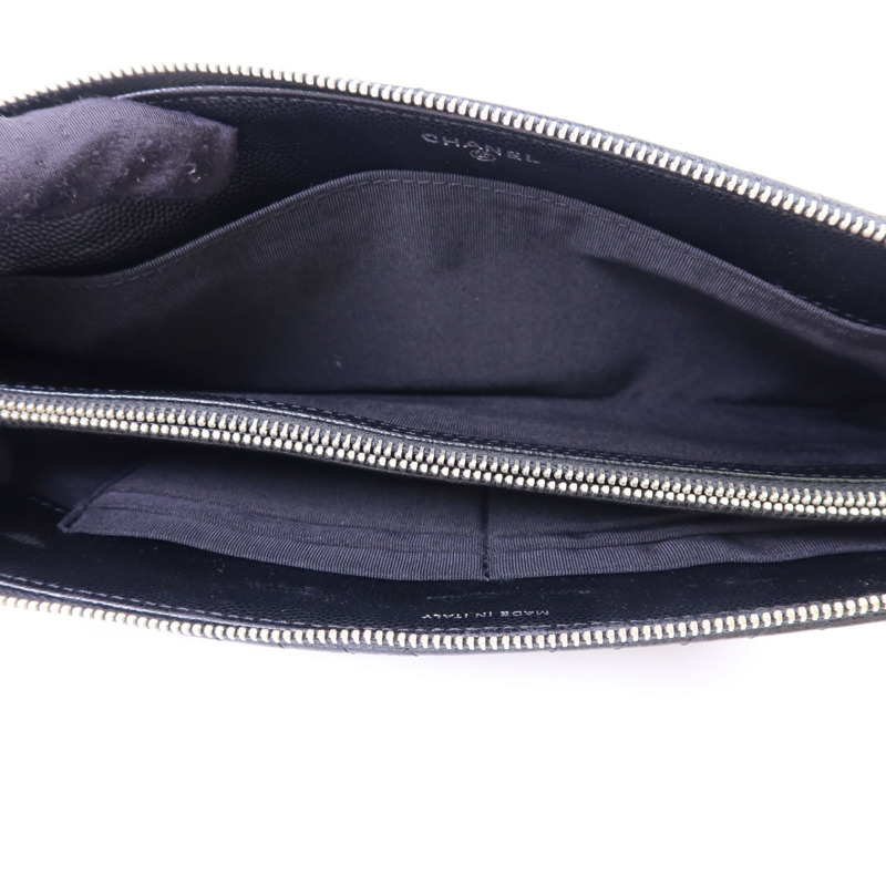 CHANEL 牛皮皮革Pouch銀扣小袋-4