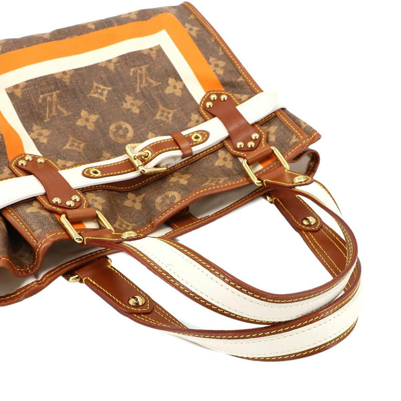 Louis Vuitton Monogram Tisse Sac Rayures 小號托特包，栗色，M56386-5