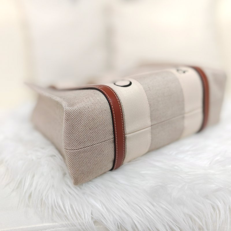 CHLOE 蔻依 Woody 米色拼棕色 中號 托特包-3