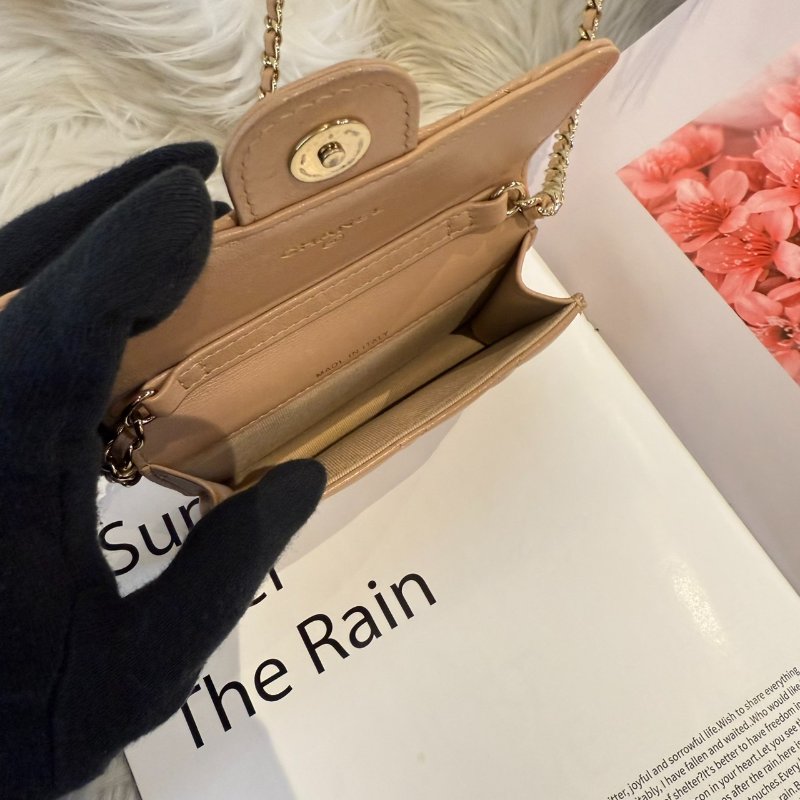 香奈兒  奶茶金釦CF MINI鍊包-4