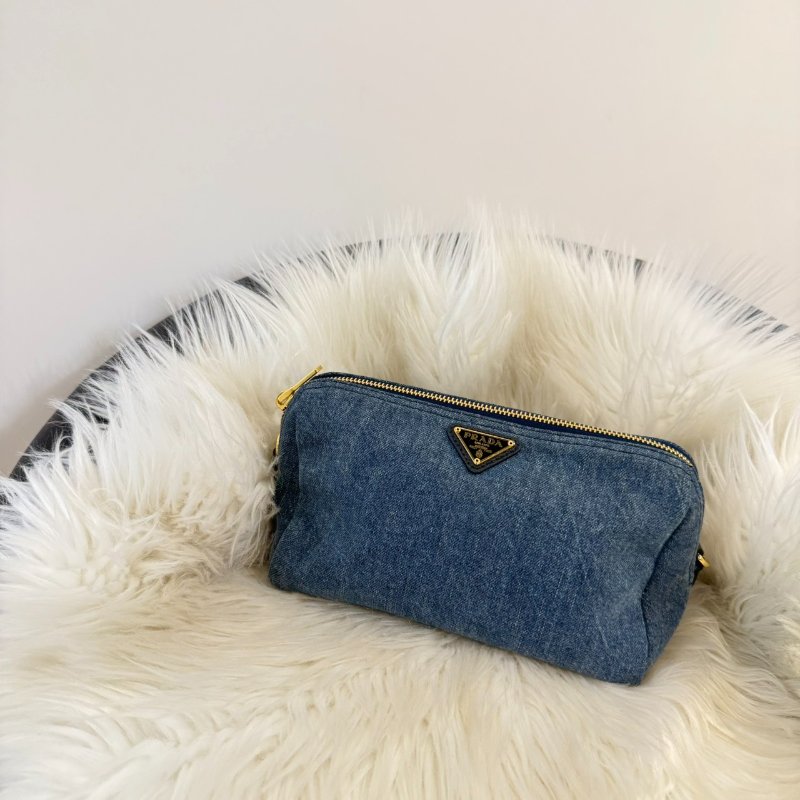 PRADA 牛仔化妝包-0