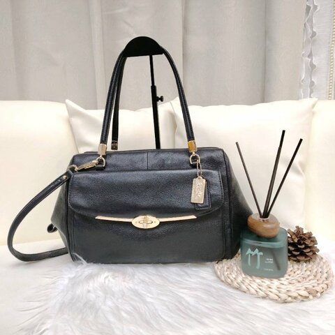 Coach 蔻馳 Madison系列 黑色真皮單肩包