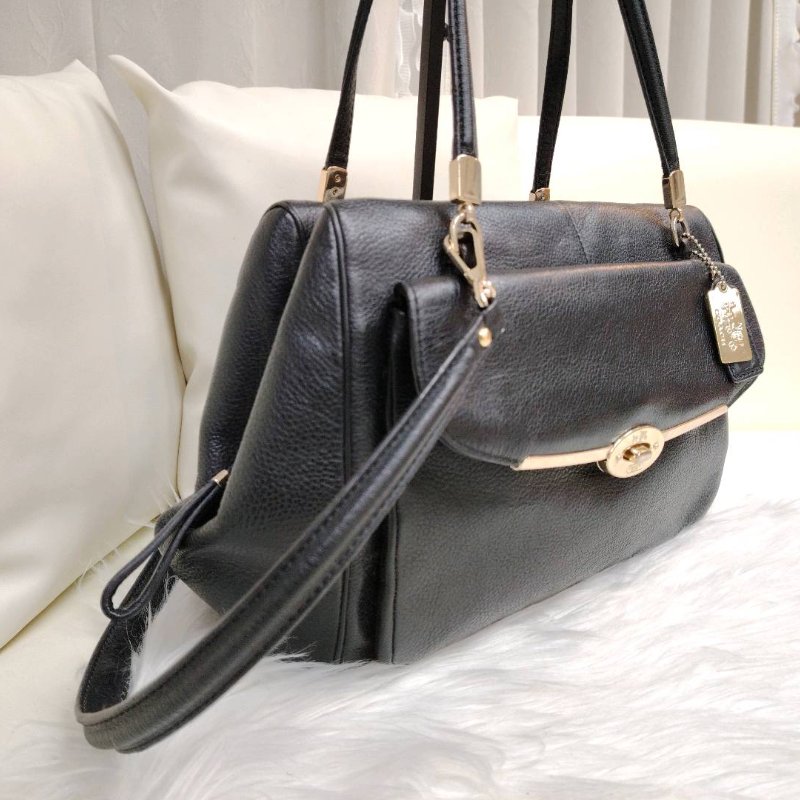 Coach 蔻馳 Madison系列 黑色真皮單肩包-3