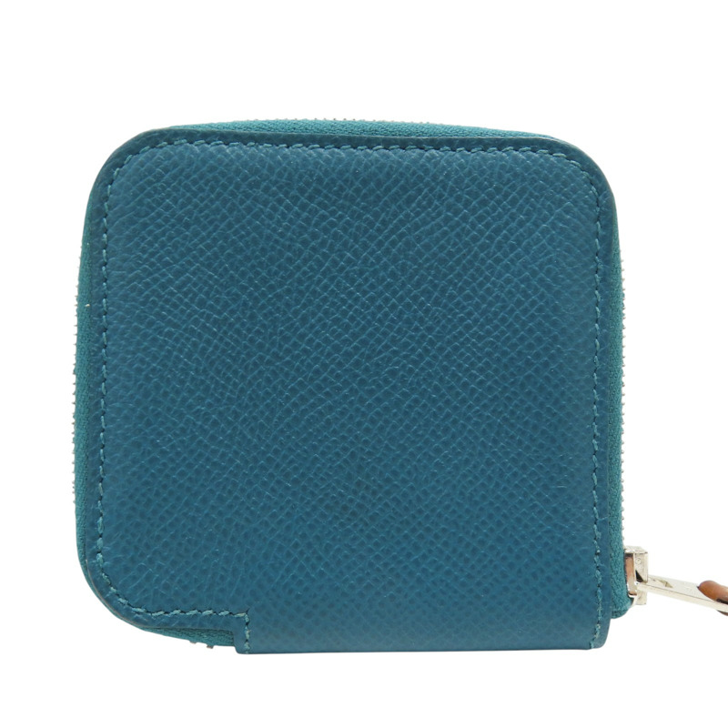 普魯士藍 Epsom牛皮 絲巾 Silk'In Change Purse 拉鍊零錢包 D刻【HERMES 愛馬仕】-1