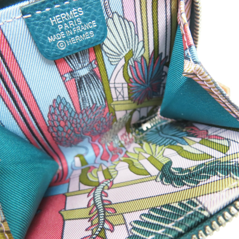 普魯士藍 Epsom牛皮 絲巾 Silk'In Change Purse 拉鍊零錢包 D刻【HERMES 愛馬仕】-4