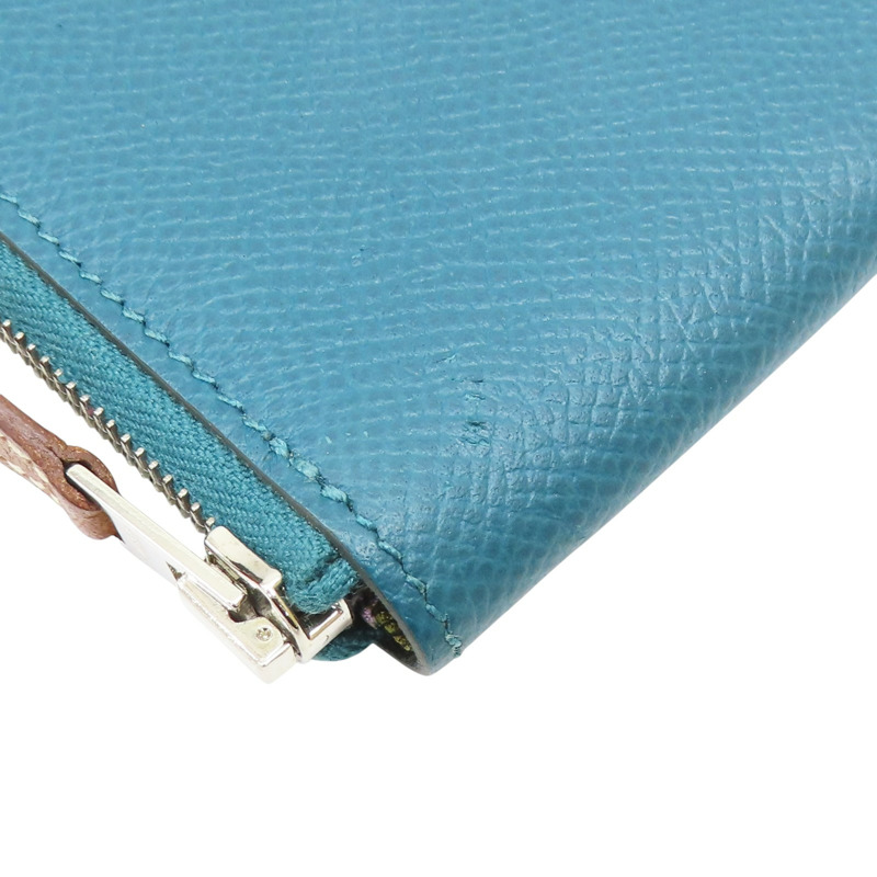 普魯士藍 Epsom牛皮 絲巾 Silk'In Change Purse 拉鍊零錢包 D刻【HERMES 愛馬仕】-10