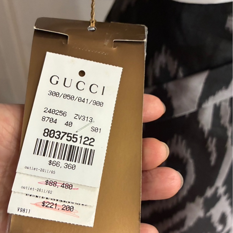 全新吊牌在GUCCI黒灰色系設計感修身洋裝-4
